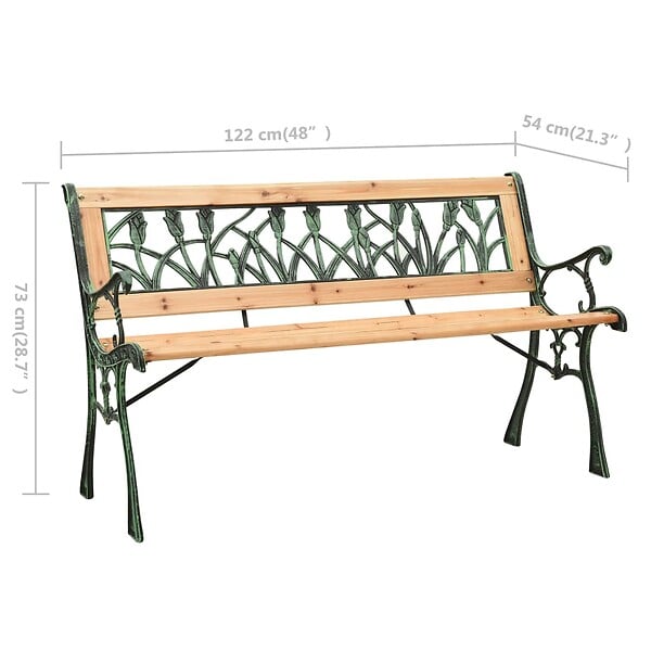 VIDAXL - vidaXL Banc de jardin 122 cm fonte et bois de sapin massif - large