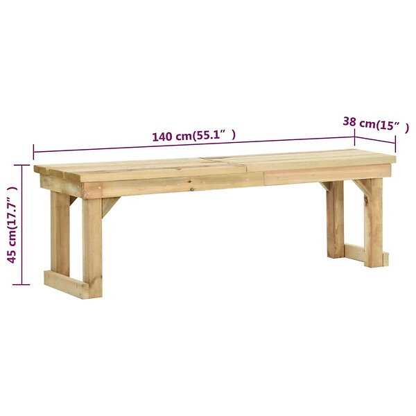 VIDAXL - vidaXL Banc de jardin 140 cm Bois de pin imprégné - large