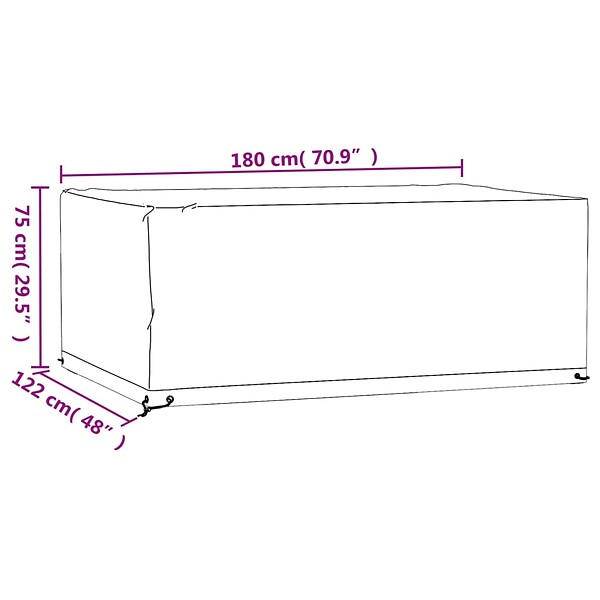VIDAXL - vidaXL Housse de salon de jardin 8 œillets 180x122x75 cm rectangulaire - large