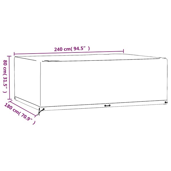 VIDAXL - vidaXL Housse de salon de jardin 12 œillets 240x180x80cm rectangulaire - large