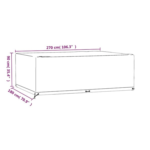 VIDAXL - vidaXL Housse de salon de jardin 12 œillets 270x180x90cm rectangulaire - large