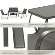 TECTAKE - Salon de jardin NORA pour 4 personnes avec table gris anthracite - vignette