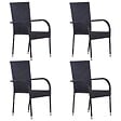 VIDAXL - vidaXL Chaises empilables d'extérieur lot de 4 Résine tressée Noir - vignette
