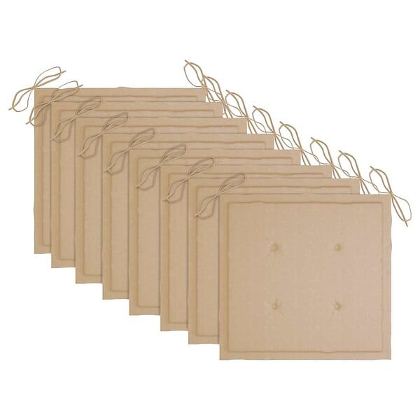 VIDAXL - vidaXL Chaises de jardin et coussins beige lot de 8 Bois teck massif - large
