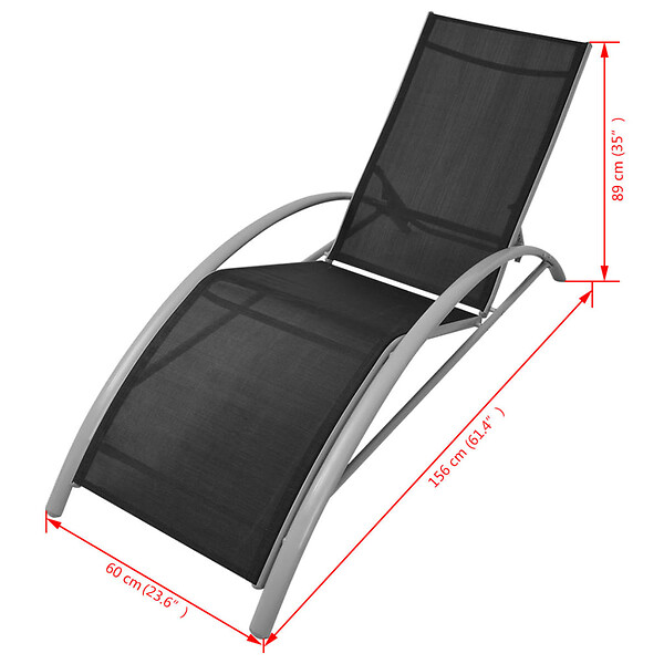 VIDAXL - vidaXL Chaises longues avec table Aluminium Noir - large