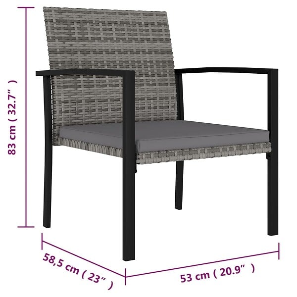 VIDAXL - vidaXL Chaises à manger de jardin lot de 4 Résine tressée Gris - large