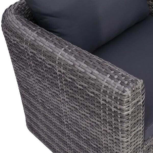 VIDAXL - vidaXL Chaise de jardin avec coussin et oreiller Résine tressée Gris - large