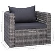VIDAXL - vidaXL Chaise de jardin avec coussin et oreiller Résine tressée Gris - vignette