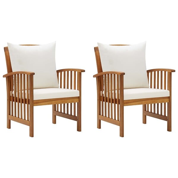 VIDAXL - vidaXL Chaises de jardin avec coussins lot de 2 Bois d'acacia massif - large