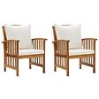 VIDAXL - vidaXL Chaises de jardin avec coussins lot de 2 Bois d'acacia massif - vignette