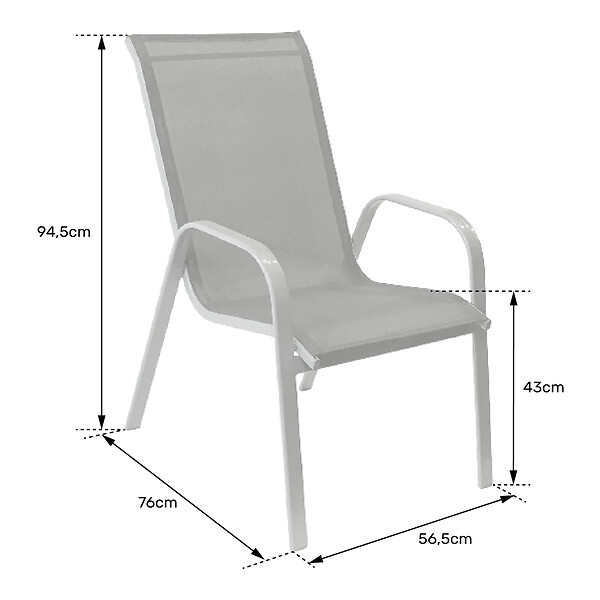 HAPPY GARDEN - Lot de 8 chaises MARBELLA en textilène terracotta - aluminium terracotta - large