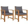 VIDAXL - vidaXL Chaises de jardin lot de 2 avec coussin gris foncé Bois acacia - vignette