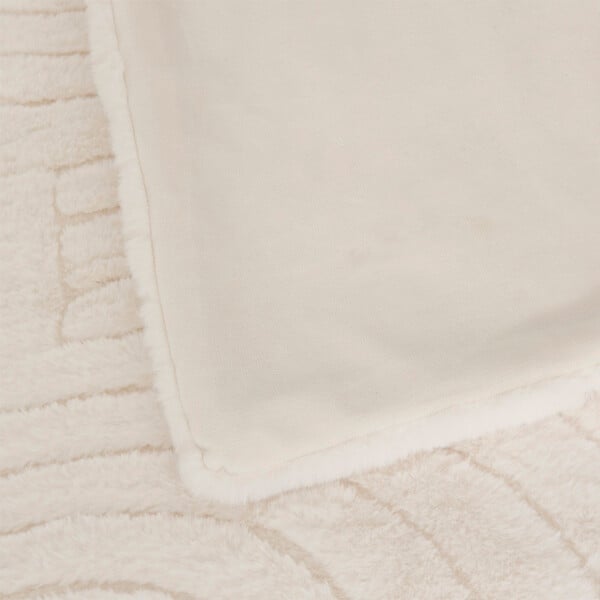ATMOSPHERA - Plaid fausse fourrure jacquard Arka ivoire 160x120cm - large