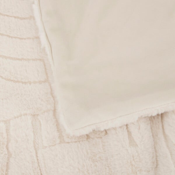 ATMOSPHERA - Plaid fausse fourrure jacquard Arka ivoire 230x180cm - large