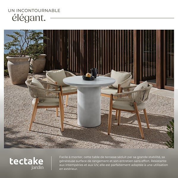 TECTAKE - Table de jardin ronde résistante aux intempéries 86,5x75,5cm - large