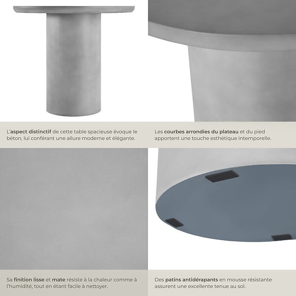 TECTAKE - Table de jardin ronde résistante aux intempéries 86,5x75,5cm - large