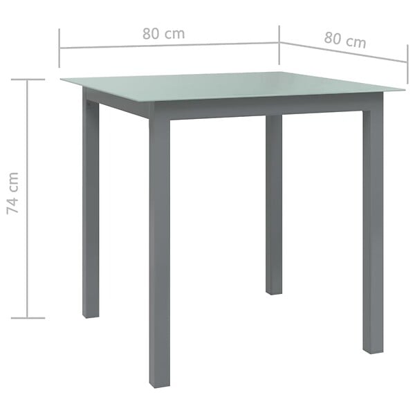 VIDAXL - vidaXL Table de jardin Gris clair 80x80x74 cm Aluminium et verre - large