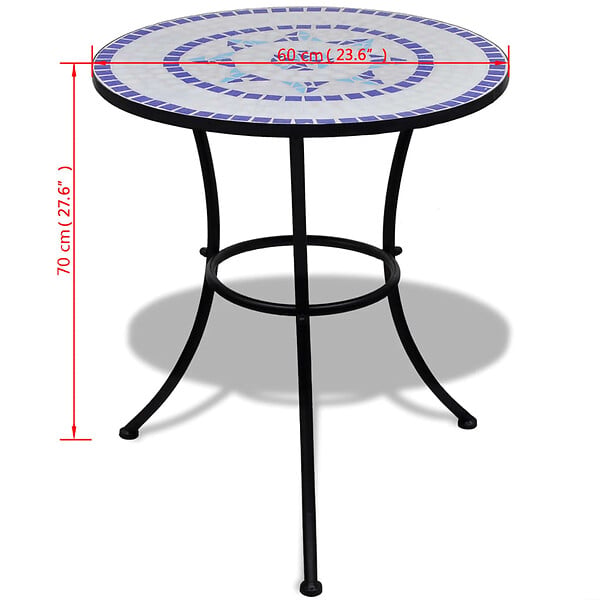 VIDAXL - vidaXL Table de bistro Bleu et blanc 60 cm Mosaïque - large