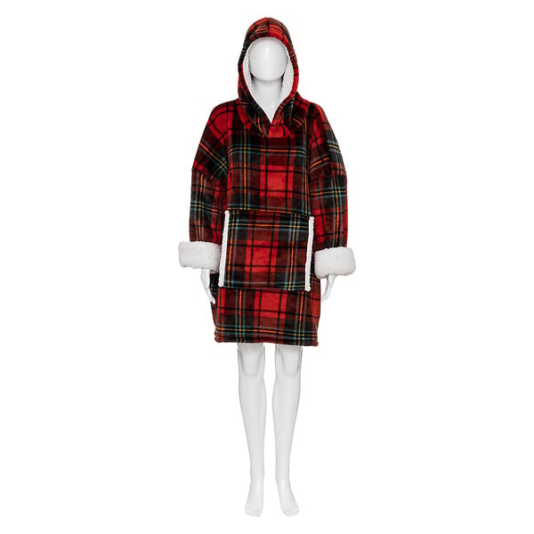 ATMOSPHERA - Plaid à manche imprimé tartan rouge - large