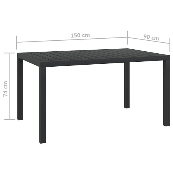 VIDAXL - vidaXL Table de jardin noir 150 x 90 x 74 cm Aluminium et WPC - large