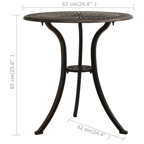 VIDAXL - vidaXL Table de jardin Bronze 62x62x65 cm Aluminium coulé - large
