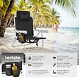 TECTAKE - Chaise de plage en aluminium pliable noire avec dossier réglable et transport sac à dos - vignette