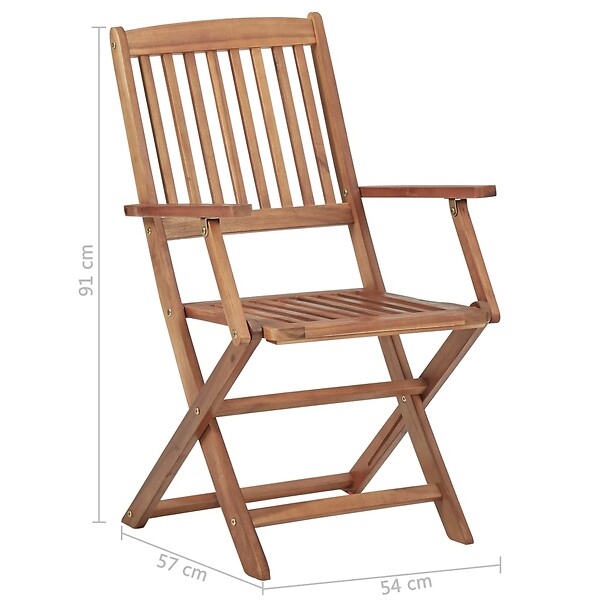 VIDAXL - vidaXL Chaises pliables de jardin lot de 8 avec coussins Bois d'acacia - large
