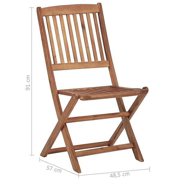 VIDAXL - vidaXL Chaises pliables de jardin lot de 8 avec coussins Bois d'acacia - large