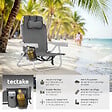 TECTAKE - Chaise de plage aluminium grise pliable avec dossier réglable et sac à dos pratique - vignette