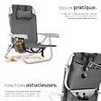 TECTAKE - Chaise de plage aluminium grise pliable avec dossier réglable et sac à dos pratique - vignette