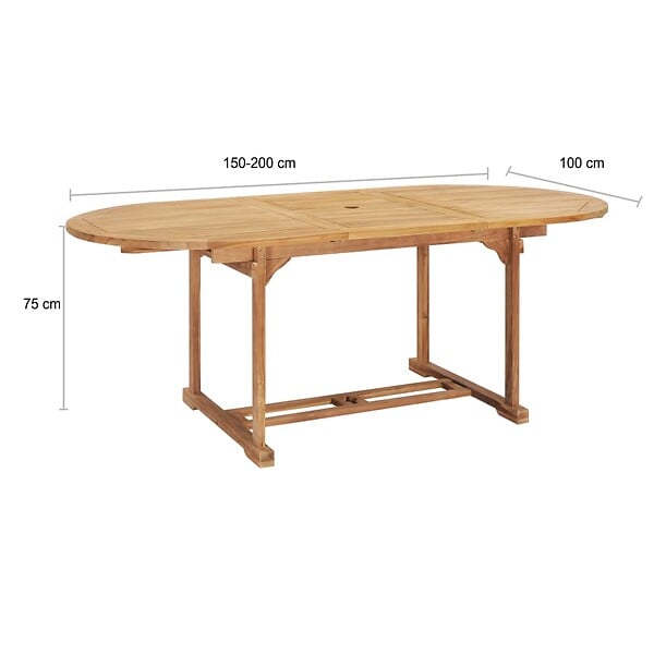 VIDAXL - vidaXL Table de jardin extensible 150-200x100x75 cm Teck solide - large