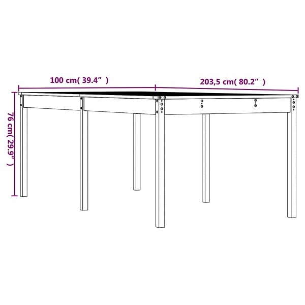 VIDAXL - vidaXL Table de jardin 203,5x100x76 cm bois massif de douglas - large