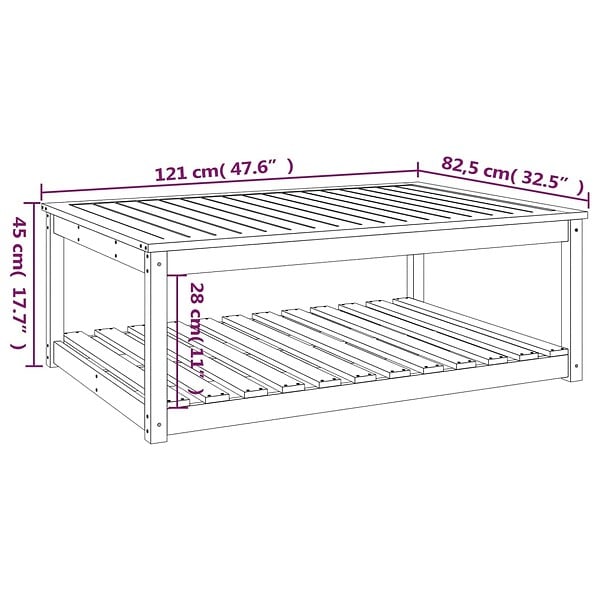 VIDAXL - vidaXL Table de jardin blanc 121x82,5x45 cm bois massif de pin - large