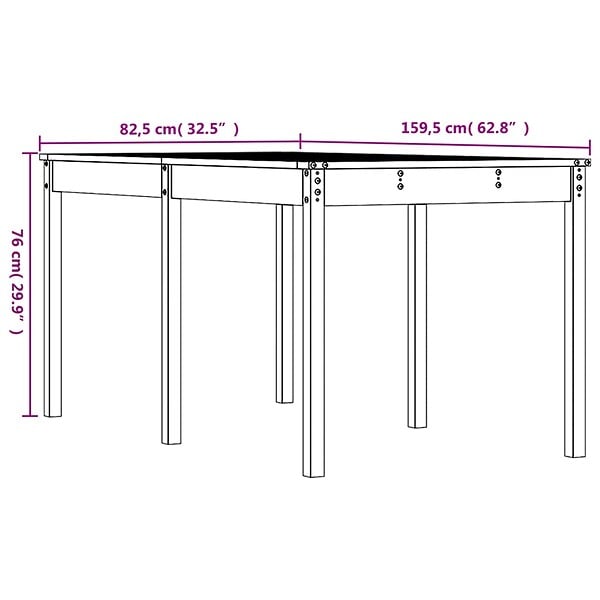 VIDAXL - vidaXL Table de jardin 159,5x82,5x76 cm bois massif de pin - large