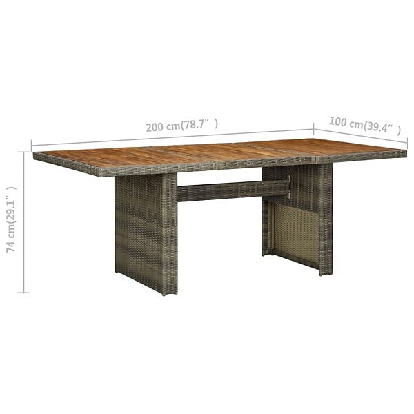 VIDAXL - vidaXL Table de jardin Marron Résine tressée et bois d'acacia massif - large