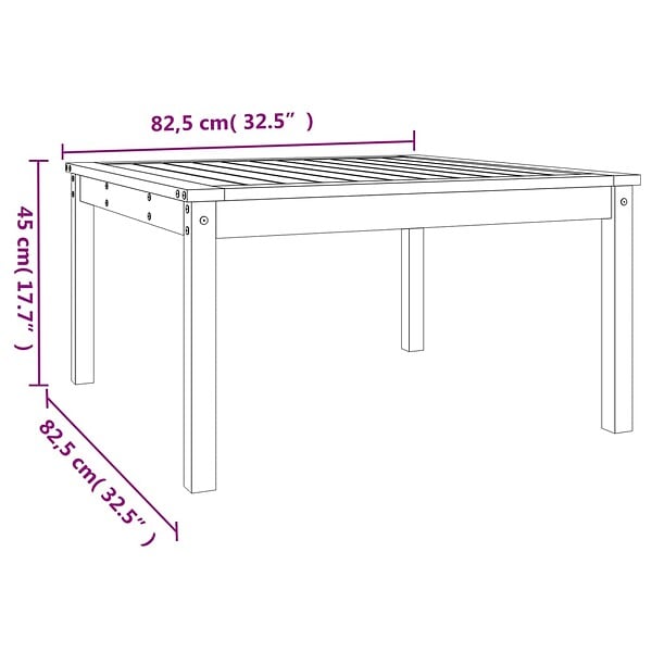 VIDAXL - vidaXL Table de jardin gris 82,5x82,5x45 cm bois massif de pin - large