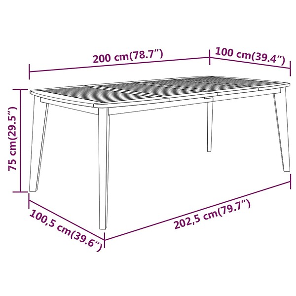 VIDAXL - vidaXL Table de jardin 200x100x75 cm Bois d'acacia solide - large