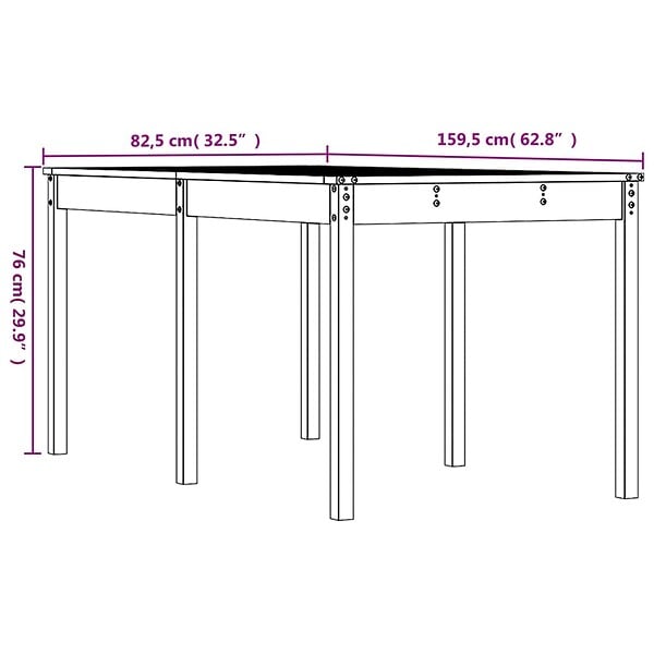 VIDAXL - vidaXL Table de jardin blanc 159,5x82,5x76 cm bois massif de pin - large