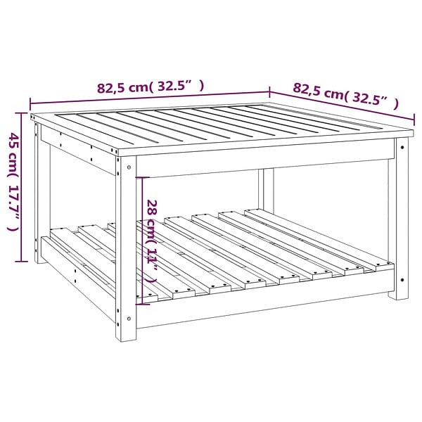VIDAXL - vidaXL Table de jardin blanc 82,5x82,5x45 cm bois massif de pin - large