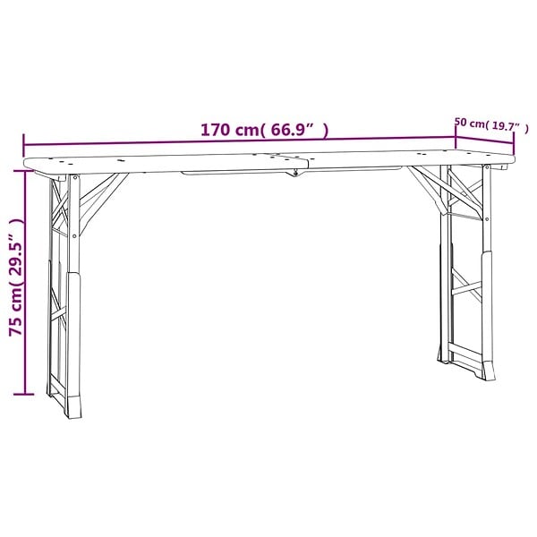 VIDAXL - vidaXL Table à bière pliable 170x50x75/105 cm bois massif de sapin - large