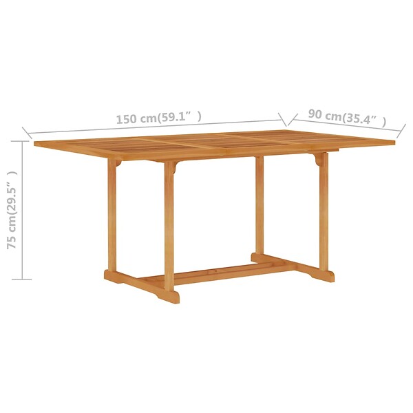 VIDAXL - vidaXL Table de jardin 150x90x75 cm Bois de teck massif - large