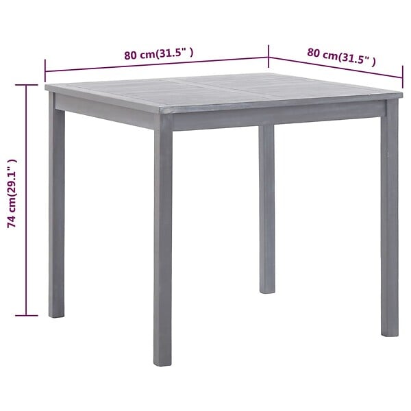 VIDAXL - vidaXL Table de jardin Gris 80x80x74 cm Bois d'acacia massif - large