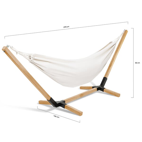 ID MARKET - Hamac avec support bois et toile écrue TAHITI - large