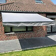 HAPPY GARDEN - Store banne SAULE 3,5 × 3m avec semi-coffre - Toile grise et structure grise - vignette