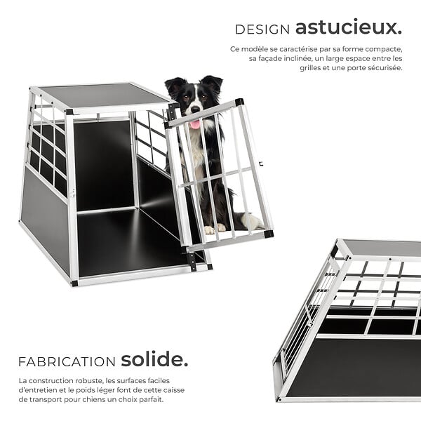TECTAKE - Cage de transport pour chien simple dos droit noir - large