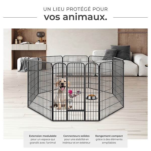 TECTAKE - Enclos pour chien modulable gris - large