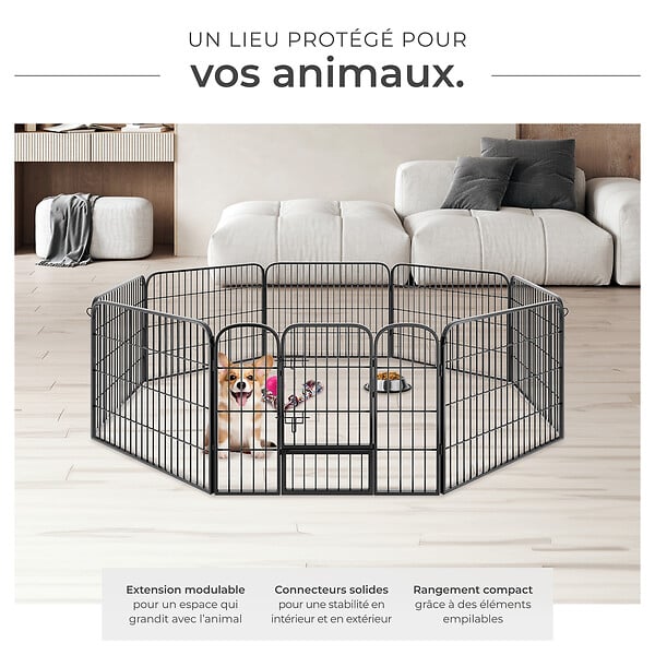 TECTAKE - Enclos pour chien modulable gris - large