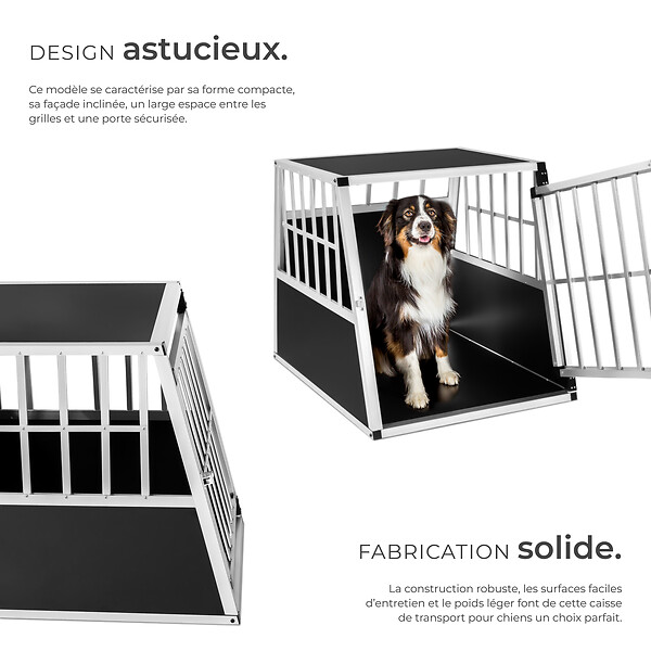 TECTAKE - Cage de transport pour chien avec inclinaison SCHNUBI noir - large