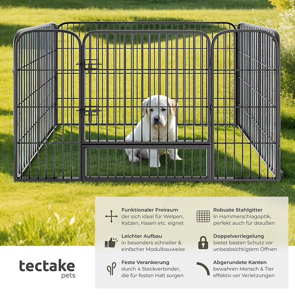TECTAKE - Enclos pour chien 125 x 85 x 70 cm gris - large