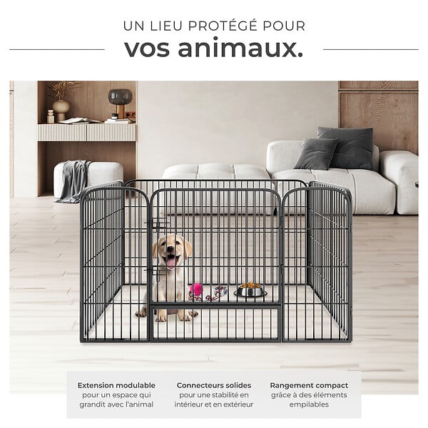 TECTAKE - Enclos pour chien 125 x 85 x 70 cm gris - large